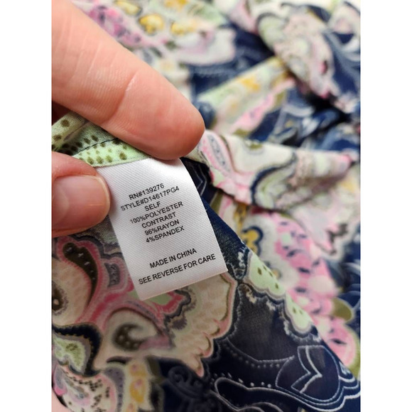 Daniel Rainn Womens Kimono Blue Floral Open Front Long Sleeve Waterfall S - Picture 6 of 6